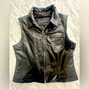 Saguaro Genuine Leather Vest Black Large Womens